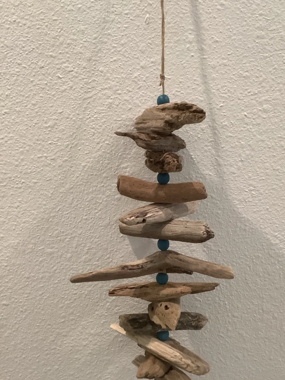 Driftwood Art, Driftwood Beaded Mobile, Driftwood Mobile, Coastal Decor
